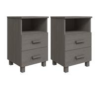 vidaXL 2X Madera Maciza Pino Mesita Noche Aparador Auxiliar Armario Cama Dormitorio Habitación Organizador Almacenaje Gris Claro 40x35x62 cm