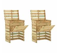 vidaXL 2X Madera Pino Impregnada Compostador Listones Jardín Reciclado Compost Rápido Cocina Patio Terraza Balcón Contenedor Compostaje 80x50x100 cm