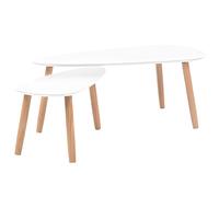 vidaXL 2X Mesas de Centro Blanco Mesita Mesilla Auxiliar Madera de Pino Maciza