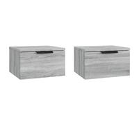 vidaXL 2X Mesita de Noche Aparador Auxiliar Armario Mesilla Cama Dormitorio Habitación Organizador Almacenaje de Pared Color Gris Sonoma 34x30x20 cm