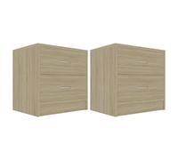 vidaXL 2X Mesita de Noche con 2 Cajones Cómoda Rústica Natural Armario Auxiliar Muebles de Dormitorio Color Roble Sonoma 40x30x40 cm Contrachapada