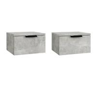 vidaXL 2X Mesita de Noche de Pared Flotante Muebles Dormitorio Armario Espacio Almacenamiento Duermo Decorativa Cajones Duermo Color Gris Hormigón