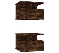 Mesita De Noche Flotante 2 Uds Madera Roble Ahumado 40x31x27 Cm Vidaxl