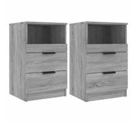 vidaXL 2X Mesitas de Noche Aparador Armario Auxiliar Cama Dormitorio Habitación Organizador Decorativa Almacenaje Madera Contrachapada Gris Sonoma