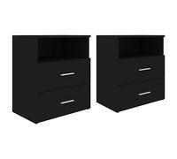 vidaXL 2X Mesitas de Noche Aparador Auxiliar Armario Cama Dormitorio Habitación Muebles Organizador Almacenamiento Contrachapada Negro 50x32x60 cm