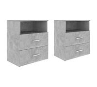 vidaXL 2X Mesitas de Noche Aparador Auxiliar Armario Cama Dormitorio Habitación Organizador Almacenamiento Contrachapada Gris Hormigón 50x32x60 cm