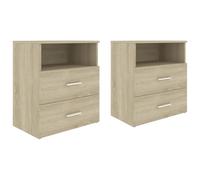 vidaXL 2X Mesitas de Noche Aparador Auxiliar Armario Cama Dormitorio Habitación Organizador Almacenamiento Contrachapada Roble Sonoma 50x32x60 cm