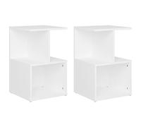 vidaXL 2X Mesitas de Noche Aparador Auxiliar Armario Cama Dormitorio Habitación Organizador Almacenamiento Madera Contrachapada Blanco 35x35x55 cm