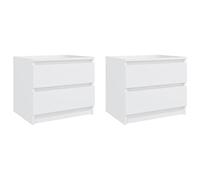 vidaXL 2X Mesitas de Noche Aparador Auxiliar Armario Cama Dormitorio Habitación Organizador Almacenamiento Madera Contrachapada Blanco 50x39x43,5 cm