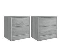 vidaXL 2X Mesitas de Noche Aparador Auxiliar Armario con Cajones Cama Dormitorio Habitación Almacenaje Madera Contrachapada Gris Sonoma 40x30x40cm