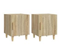 vidaXL 2X Mesitas de Noche Aparador Auxiliar Armario con Cajones Cama Dormitorio Habitación Almacenaje Madera Contrachapada Color Roble Sonoma