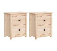 vidaXL 2X Mesitas de Noche Aparador Auxiliar Armario Mesilla Cama Dormitorio Habitación Organizador Almacenaje Madera Maciza de Pino 50x35x61,5 cm