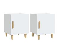 vidaXL 2X Mesitas de Noche Aparador Auxiliar Armario Mesilla con Cajones Cama Dormitorio Habitación Almacenaje Madera Contrachapada Blancas