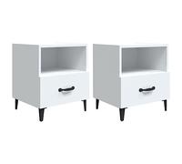vidaXL 2X Mesitas de Noche Aparador Auxiliar Armario Mesilla con Cajones Cama Dormitorio Habitación Organizador Almacenaje Madera Contrachapada Blanca