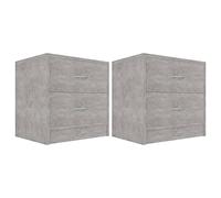 vidaXL 2X Mesitas de Noche con 2 Cajones Cómoda Natural Armario Auxiliar Muebles de Dormitorio Rústica de Almacenaje Contrachapada Gris Hormigón