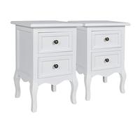 vidaXL 2X Mesitas de Noche con 2 Cajones Estilo Vintage de Madera MDF Blanca