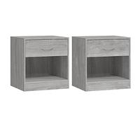 Mesitas de noche 2 unidades con cajón gris Sonoma