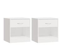 vidaXL 2X Mesitas de Noche con Cajón Mesilla Mueble Auxiliar Armario Almacenamiento Estante Cómoda Dormitorio Salón Sala de Estar Blanco con Brillo