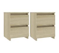 vidaXL 2X Mesitas de Noche Contrachapada Casa Hogar Decoración Diseño Estilo Habitación Dormitorio Mesilla Cama Cómoda 30x30x40 cm Color Roble Sonoma