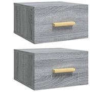 vidaXL 2X Mesitas de Noche de Pared Dormitorio Pasillo Consola Mesa Sofá Teléfono Dormitorio Balcón Oficina Entrada Salón Color Gris Sonoma