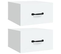 vidaXL 2X Mesitas de Noche de Pared Flotante Mueble Cajón Auxiliar Dormitorio Armario Espacio Almacenamiento Decorativa Hogar Cama Blanco