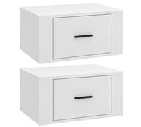 vidaXL 2X Mesitas de Noche de Pared Mesilla Mueble Auxiliar Almacenamiento Estante Cómoda Cajón Dormitorio Sala de Estar Colgante Blanco