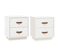 vidaXL 2X Mesitas de Noche Mueble Cajón Auxiliar Dormitorio Salón Armario Espacio Almacenamiento Decorativa Cama Hogar Madera Maciza Pino Blanco