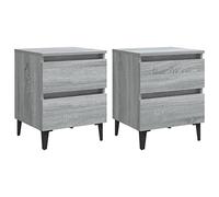 vidaXL 2X Mesitas de Noche Patas Aparador Auxiliar Armario Cama Dormitorio Habitación Organizador Almacenaje de Metal Gris Sonoma 40x35x50 cm