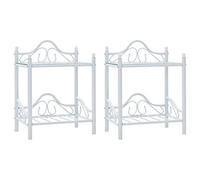 vidaXL 2X Mesitas Noche Acero Vidrio Templado 45x30,5x60cm Blanco Mesa Mueble
