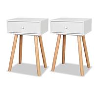 vidaXL 2X Mesitas Noche Blanco Mesilla Auxiliar Dormitorio Madera Pino Maciza