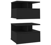 vidaXL 2X Mesitas Noche Flotante Contrachapada Mobiliario Hogar Decoración Diseño Sencillo Elegantes Funcionales Prácticos Compactos Negra 40x31x27cm