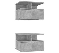 vidaXL Mesitas de noche flotantes 2x Contrachapada Gris hormigón 40x31x27 cm