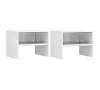 vidaXL 2X Mesitas Noche Pequeñas Estante Mesita Habitación Mesa Lado Cama Mueble Auxiliar Dormitorio Compartimento Cerrado Contrachapada Blanco Brillo