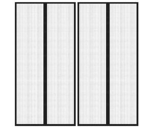 vidaXL 2X Mosquitera para Puerta Bloque Magnético Cortina de Malla Tela Insectos Moscas Avispas Abejas Balcón Terraza Protección Negro 220x100 cm