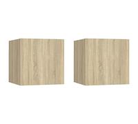 vidaXL 2X Muebles de Pared para TV Soporte Muebles Aparador Estante Salón Sala de Estar Dormitorio Decoración Color Roble Sonoma 30,5x30x30cm