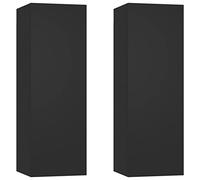 vidaXL 2X Muebles para TV Colgante Soporte Armario Aparador Estante Salón Sala de Estar Decoración Entretenimiento Contrachapada Negro 30,5x30x90 cm