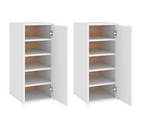 vidaXL 2X Muebles Zapatero Organizador de Zapatos Armario Pasillo Almacenaje Taburete Puf Caja Banco Estanterías Contrachapada Blanco 32x35x70 cm