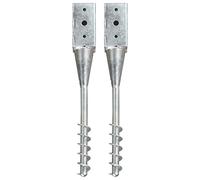 vidaXL 2x Picas de Tierra Punta Lanza Estaca Clavijas de Suelo Jardín Terraza Patio Parque Aire Libre Acero Galvanizado Plateado 7x7x56 cm