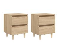 vidaXL 2X Pino Mesitas de Noche con Patas Aparador Auxiliar Cama Armario Dormitorio Habitación Organizador Almacenamiento Roble Sonoma 40x35x50 cm