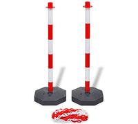 vidaXL Postes de delimitación 2x con cadena plástico 10 m Rojo/Blanco - Señalización
