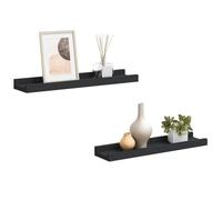 vidaXL 2X Repisa para Marcos de Fotos Estante de Pared Flotante Estantería CD Dormitorio Salón Sala de Estar Decoración MDF Negro 40x9x3 cm