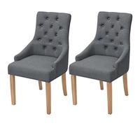 vidaXL 2X Sillas Comedor Clásicas Tela Gris Oscuro Patas Madera Roble Sillón
