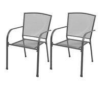 Sillas De Jardãn Apilables 2 Unidades Acero Gris Vidaxl