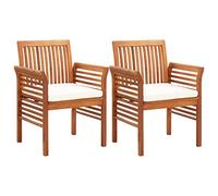 vidaXL 2X Sillas Comedor para Jardín con Cojín Mobiliario Cómodas Robustas Resistentes Funcionales Prácticas Modernas Elegantes Madera Maciza Acacia