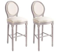 vidaXL 2X Sillas de Bar 48x52x123 cm Lino Crema Asiento Banco Taburete Mueble