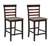 vidaXL 2X Sillas de Bar Madera Marrón y Beige Asiento Taburete Muebles de Casa