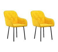 vidaXL 2X Sillas de Comedor Cocina Tapizada Reposabrazos Respaldo Mueble Café Sillón Asiento Salón Sala de Estar Decoración Terciopelo Amarillo