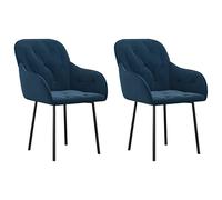 vidaXL 2X Sillas de Comedor Cocina Tapizada Reposabrazos Respaldo Mueble Café Sillón Asiento Salón Sala de Estar Decoración Terciopelo Azul
