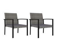 vidaXL 2X Sillas de Comedor de Jardín Asiento Mobiliario Muebles Salón Sala de Estar Patio Terraza Balcón Hogar Cómodo Respaldo Ratán Sintético Gris