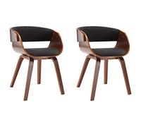vidaXL 2X Sillas de Comedor Estructura de Madera y Tela Decoración Mobiliario Casa Cocina Salón Salita Sofás Sillones Muebles Estilo Diseño Gris